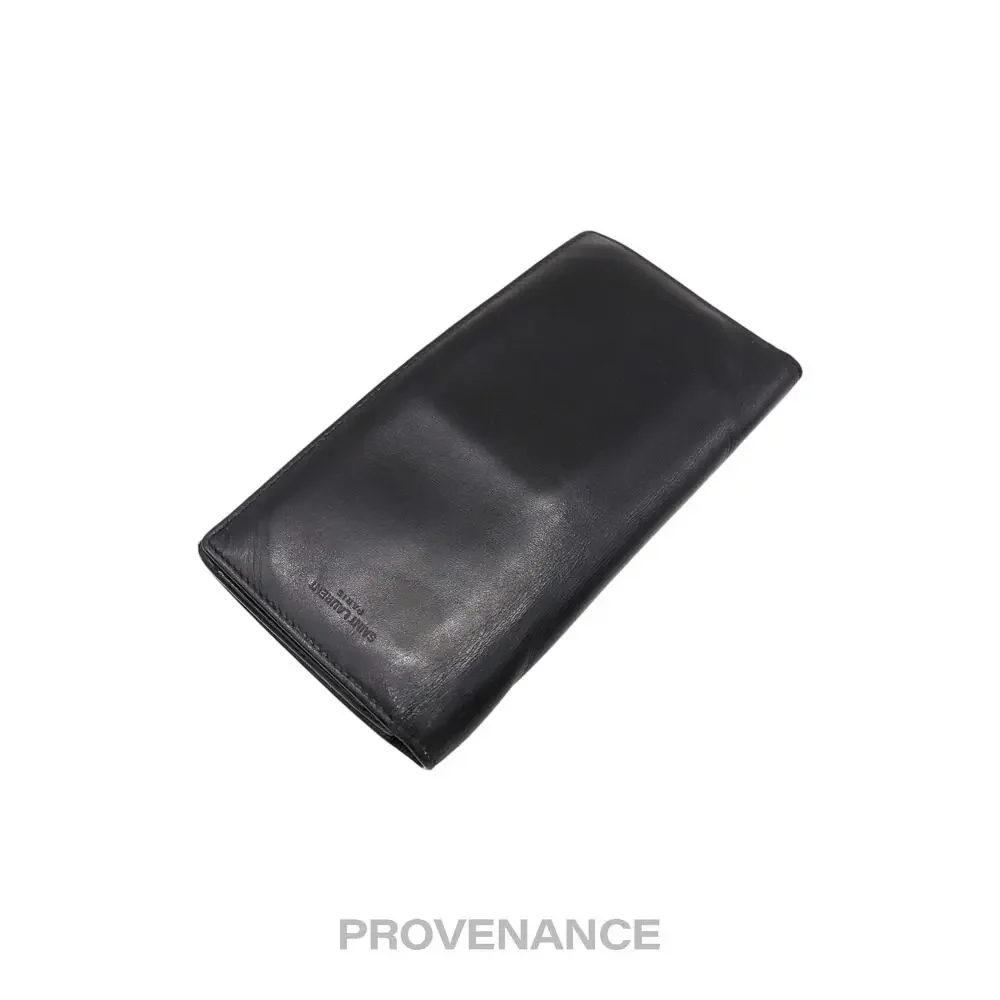 🔴 Saint Laurent Paris SLP Long Wallet - Black Calfskin Leather